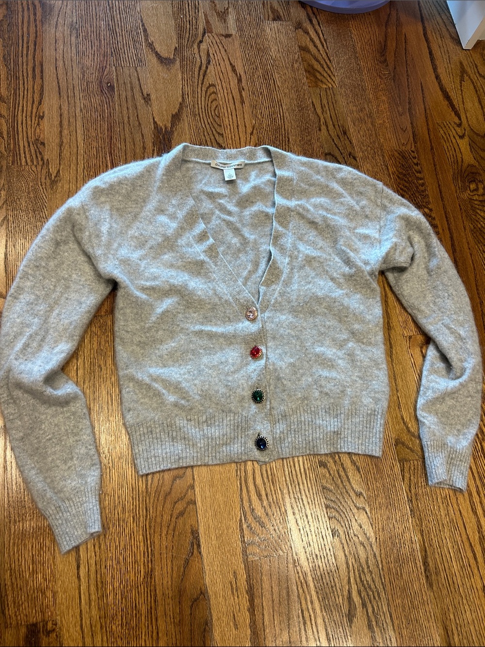 Autumn Cashmere Light Gray V-Neck Button Cardigan Sweater